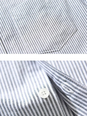 Men's Plus Size Striped Button Up Long Sleeve Shirt