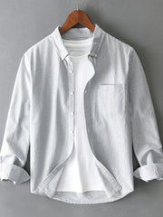 Men's Plus Size Striped Button Up Long Sleeve Shirt