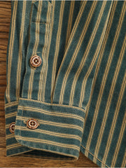 Men's Plus Size Striped Button Up Long Sleeve Shirt