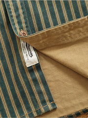 Men's Plus Size Striped Button Up Long Sleeve Shirt