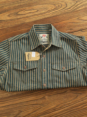 Men's Plus Size Striped Button Up Long Sleeve Shirt