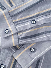 Men's Plus Size Striped Button Up Long Sleeve Shirt