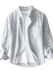 Men's Plus Size Striped Button Up Long Sleeve Shirt Gray / M