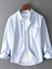 Men's Plus Size Striped Button Up Long Sleeve Shirt Sky Blue / M
