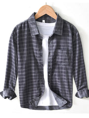 Men's Plus Size Striped Button-Up Shirt Gray / M
