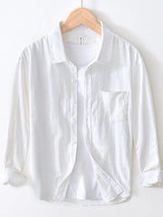 Men's Plus Size Striped Button-Up Shirt White / M