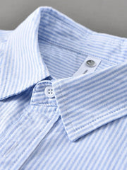 Men's Plus Size Striped Button Up Short Sleeve Shirt