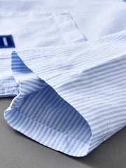 Men's Plus Size Striped Button Up Short Sleeve Shirt