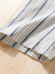 Men's Plus Size Striped Button Up Short Sleeve Shirt