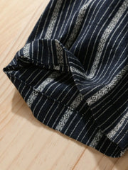 Men's Plus Size Striped Button Up Short Sleeve Shirt