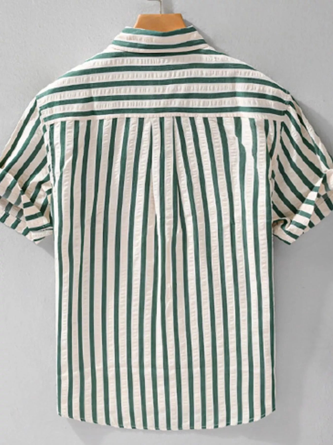 Men's Plus Size Striped Button Up Short Sleeve Shirt
