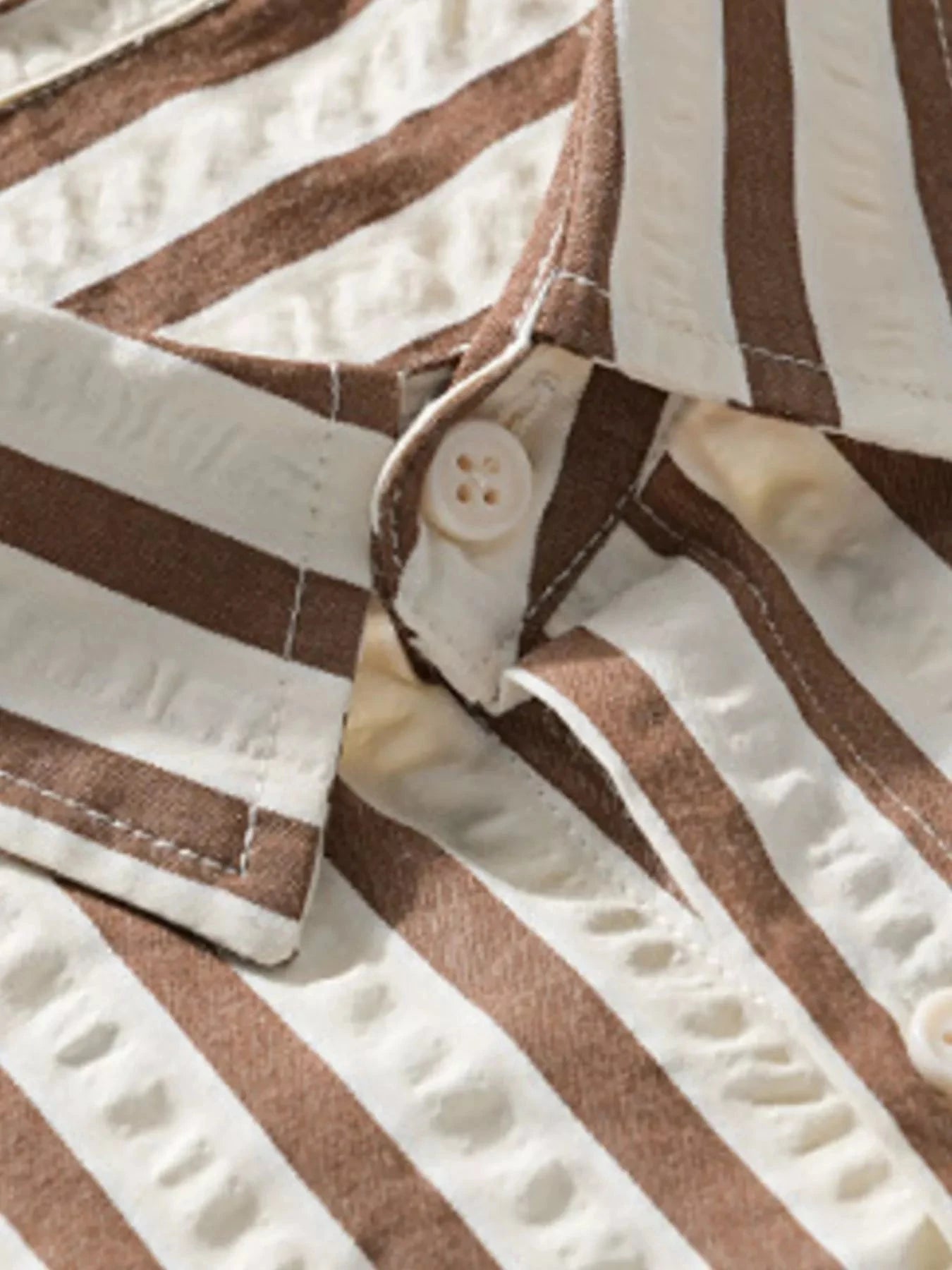 Men's Plus Size Striped Button Up Short Sleeve Shirt