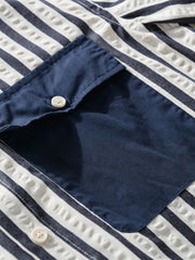 Men's Plus Size Striped Button Up Short Sleeve Shirt