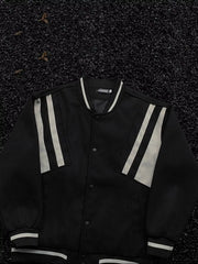 Men's Plus Size Striped Long Sleeve Jacket Black / M