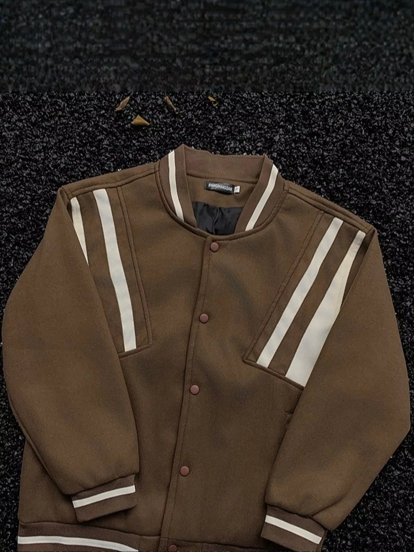 Men's Plus Size Striped Long Sleeve Jacket Coffee Brown / M