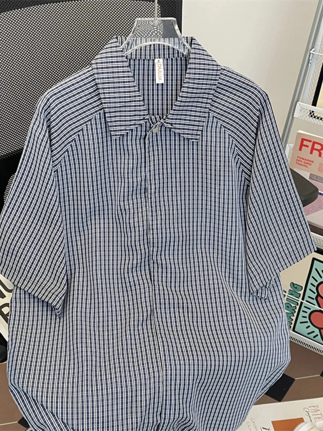 Men's Plus Size Striped Short Sleeve Casual Shirt