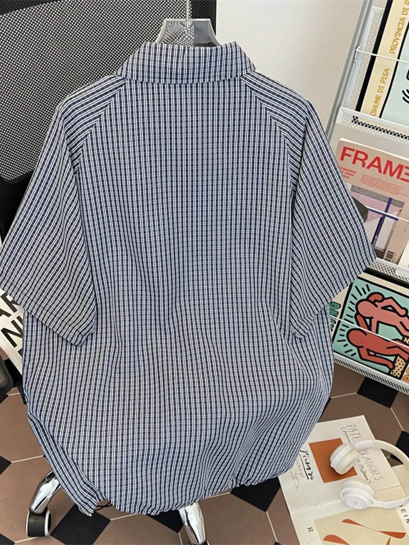 Men's Plus Size Striped Short Sleeve Casual Shirt