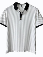 Men's Plus Size Striped Short Sleeve Polo