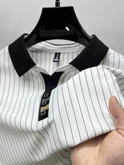 Men's Plus Size Striped Short Sleeve Polo