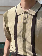 Men's Plus Size Striped Short Sleeve Polo