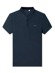 Men's Plus Size Textured Button Detail Short Sleeve Top