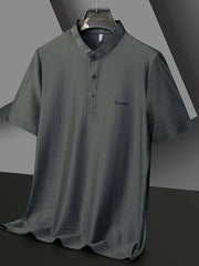 Men's Plus Size Textured Button Detail Short Sleeve Top Sage / M