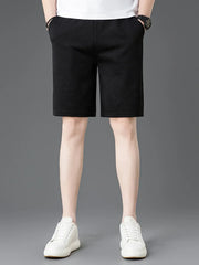 Men's Plus Size Textured Pocketed Shorts Black / M
