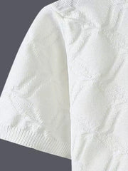 Men's Plus Size Textured Round Neck Short Sleeve Knit Top