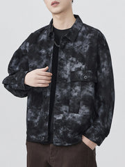 Men's Plus Size Tie-Dye Button Up Shirt