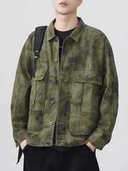 Men's Plus Size Tie-Dye Button Up Shirt