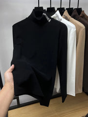 Men's Plus Size Turtleneck Long Sleeve Top Black / M