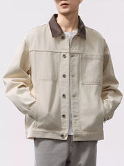 Men's Plus Size Two-Tone Collar Casual Jacket