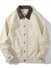 Men's Plus Size Two-Tone Collar Casual Jacket