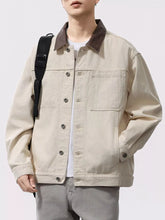 Men's Plus Size Two-Tone Collar Casual Jacket Khaki / M