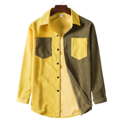 Men's Plus Size Two Tone Long Sleeve Shirt Army Green Spell Yellow / M