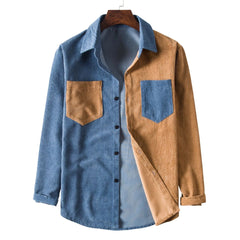 Men's Plus Size Two Tone Long Sleeve Shirt Tibetan Youth Khakis / M