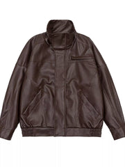 Men's Plus Size Vintage Style Leather Jacket