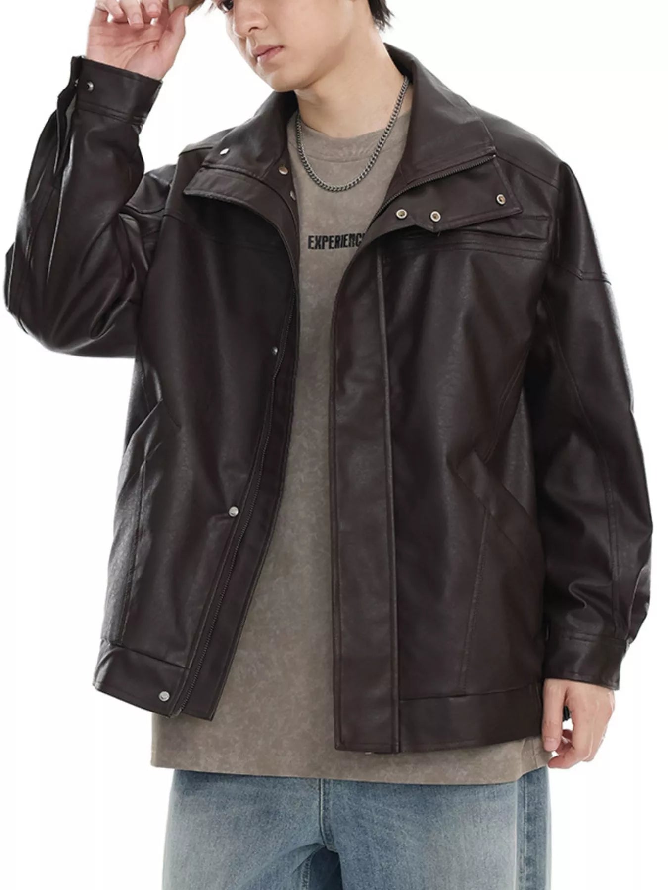Men's Plus Size Vintage Style Leather Jacket