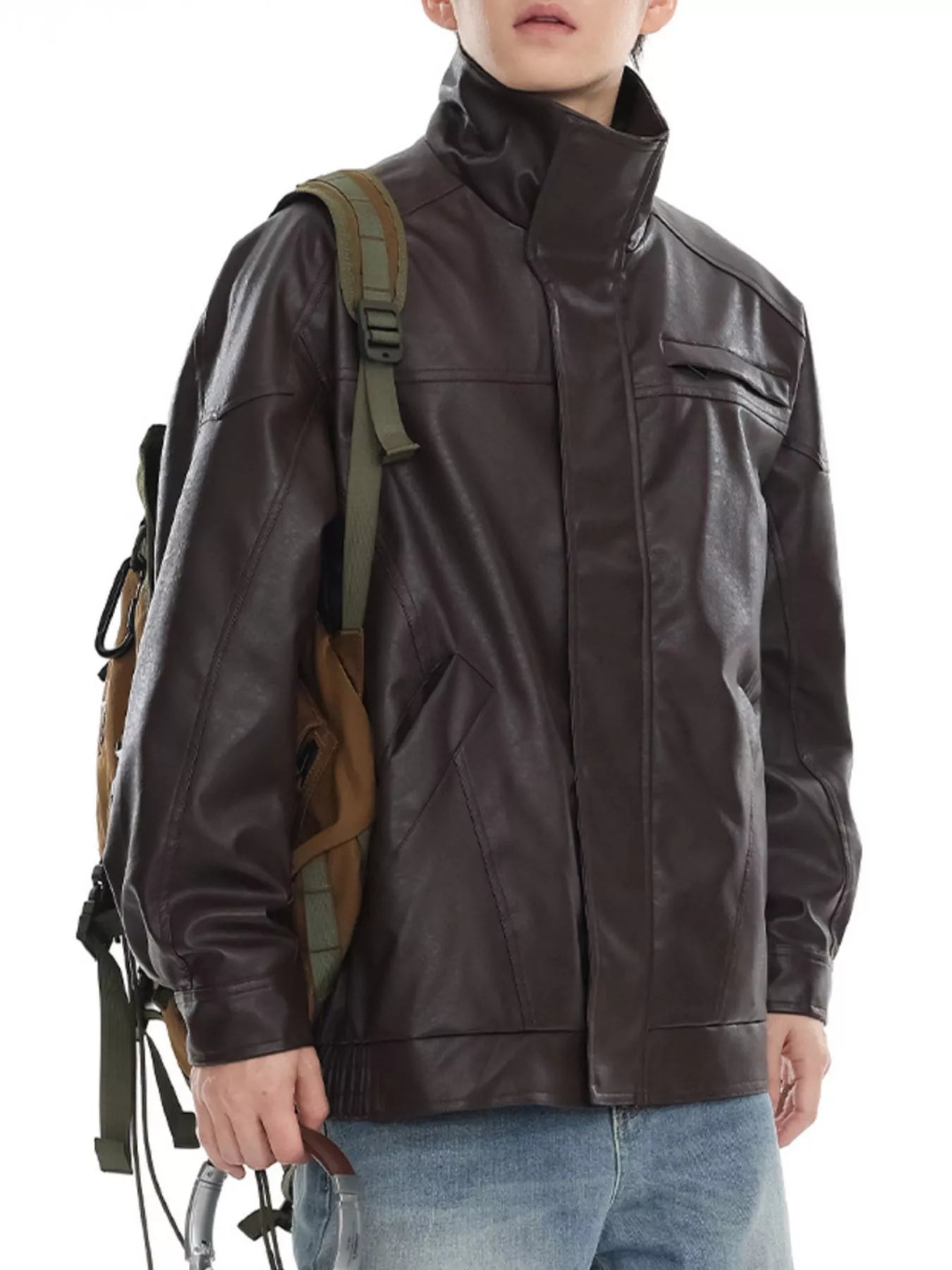 Men's Plus Size Vintage Style Leather Jacket