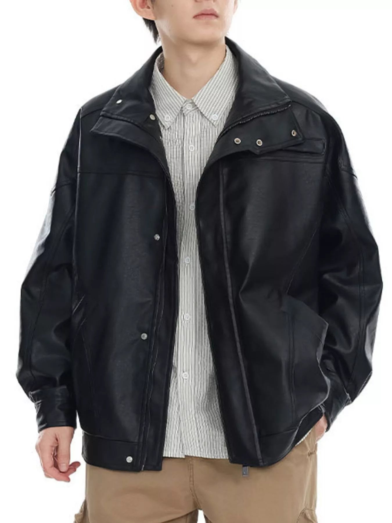 Men's Plus Size Vintage Style Leather Jacket