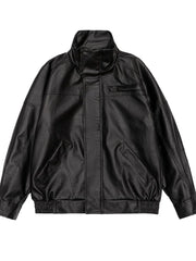 Men's Plus Size Vintage Style Leather Jacket