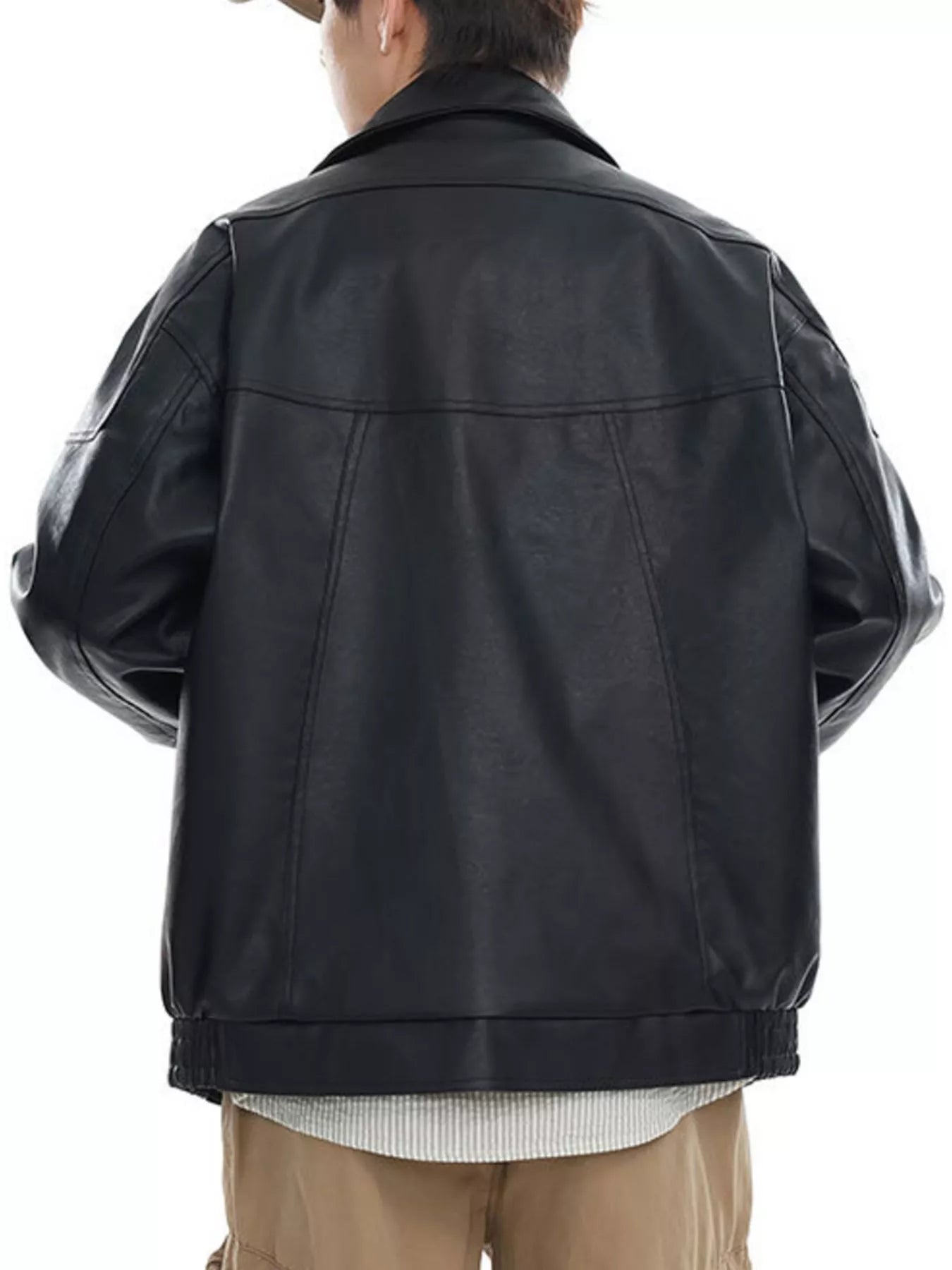 Men's Plus Size Vintage Style Leather Jacket