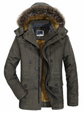 Men's Plus Size Warm Fur Hooded Winter Coat Army Green / L