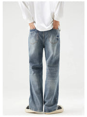 Men's Plus Size Wash Wide Leg Relaxed Fit Jeans