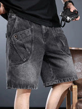 Men's Plus Size Washed Cargo Denim Shorts Dark Gray / M