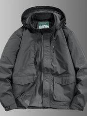 Men's Plus Size Waterproof Hooded Outdoor Jacket Gray / M
