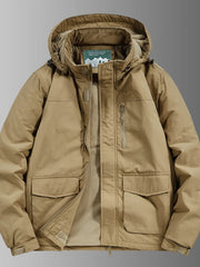 Men's Plus Size Waterproof Hooded Outdoor Jacket Khaki / M