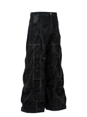 Men's Plus Size Wide Leg Jeans Black / M