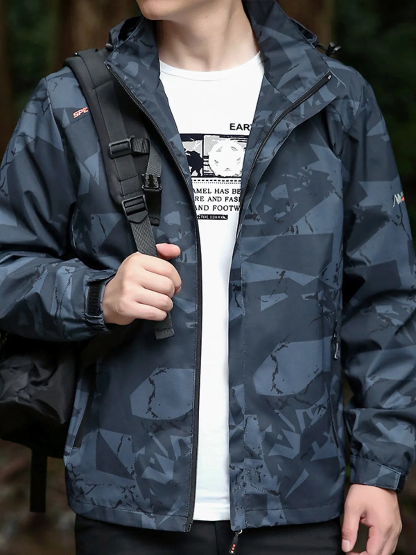 Men's Plus Size Windproof Outdoor Jacket Dark Gray / M