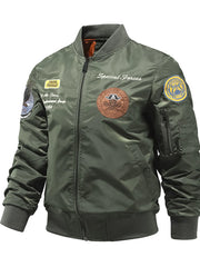 Men's Plus Size Zip Up Bomber Jacket Army Green / M